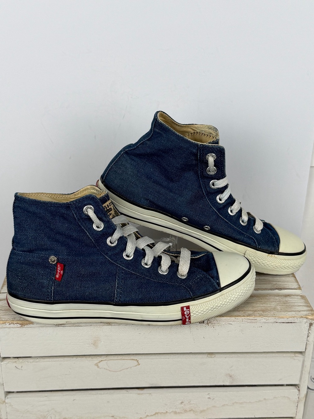 Levi Strauss & Co. blue denim high-top sneakers size 9